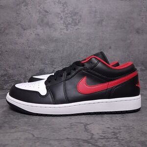 NIKE AIR‎ JORDAN 1 Low Shoes Mens Size 10 Black Fire Red White 553558-063